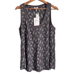 Joie Women Boho Feather Silk Tank Top Size M Gray Flowy Casual Luxe Lightweight